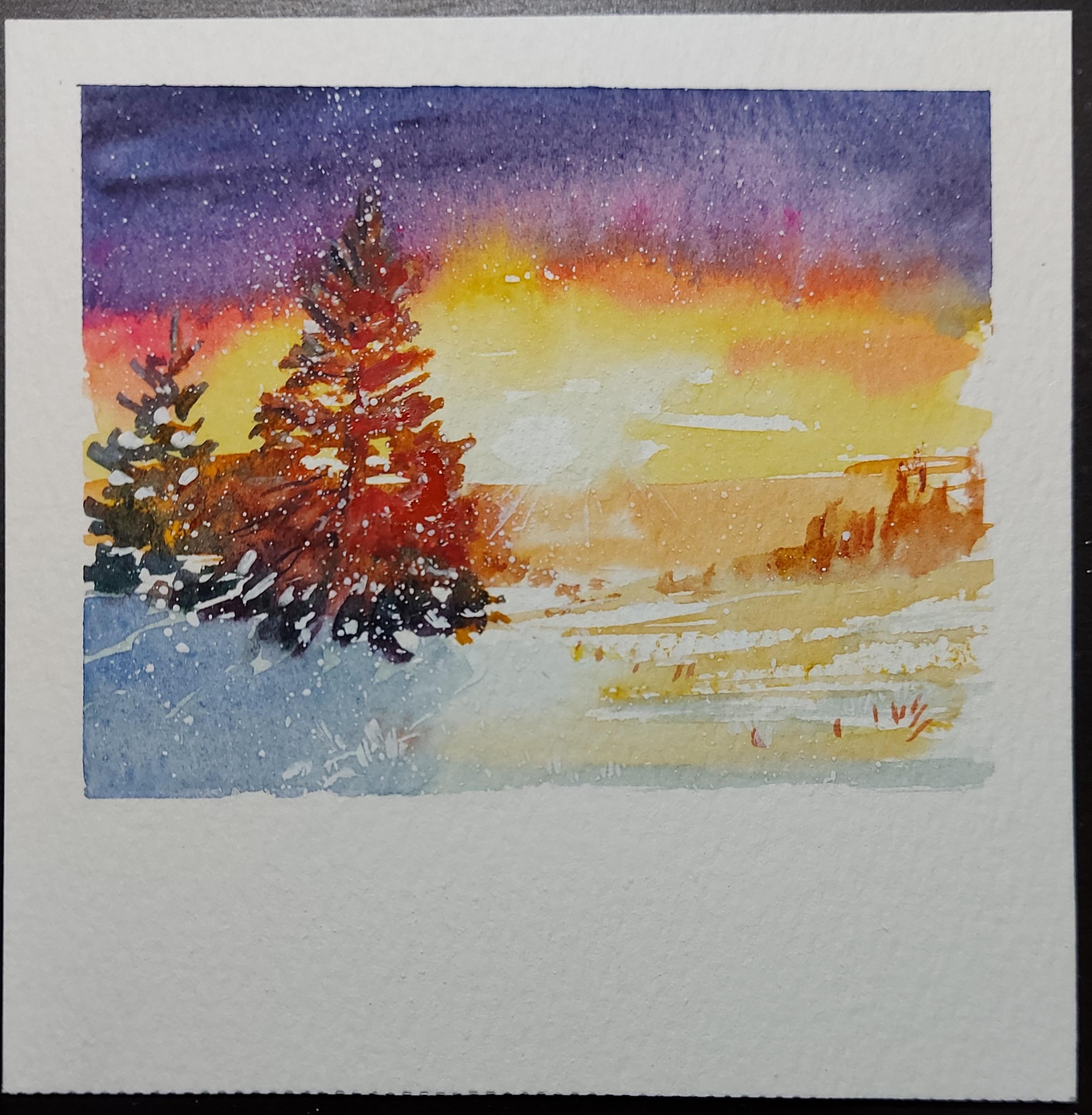Winter Polaroids: Simple Watercolor Landscapes for Beginners