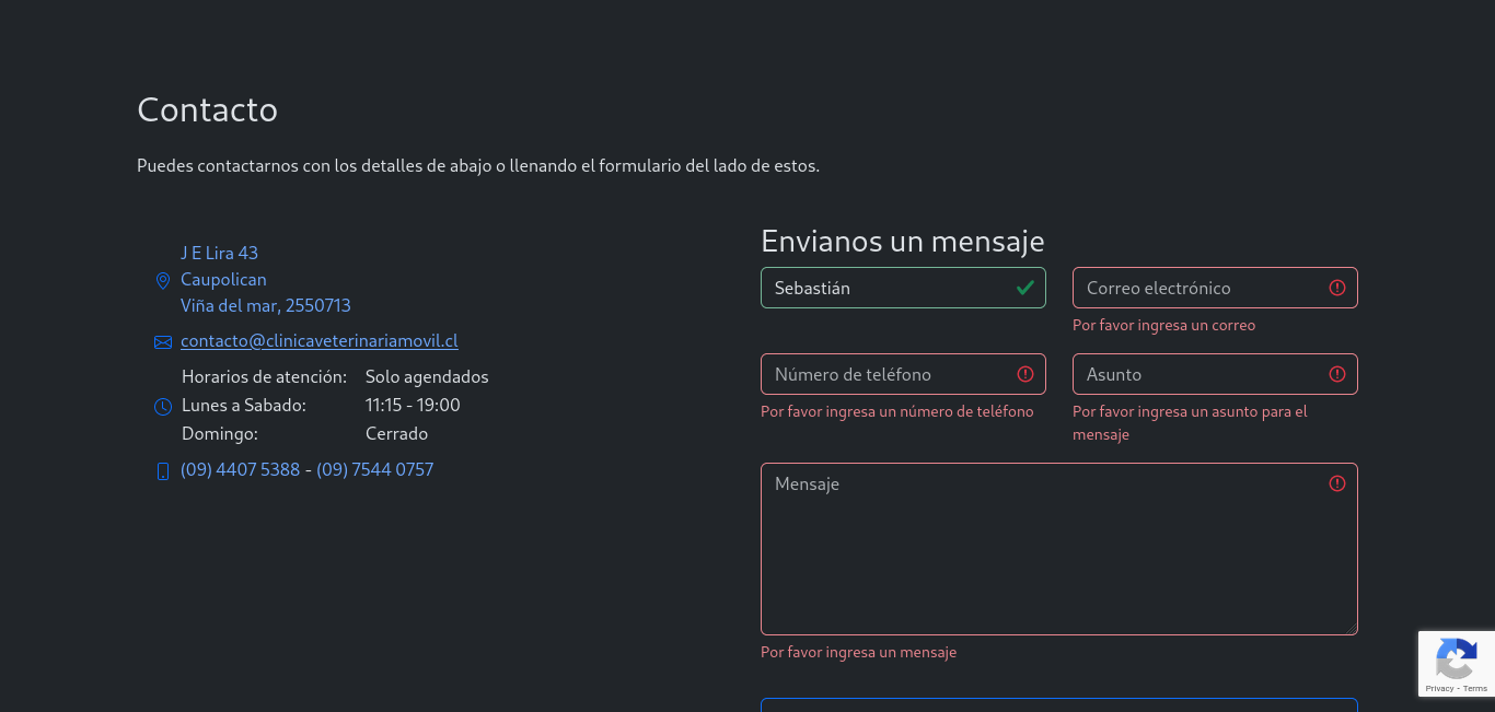 Clínica veterinaria móvil - student project