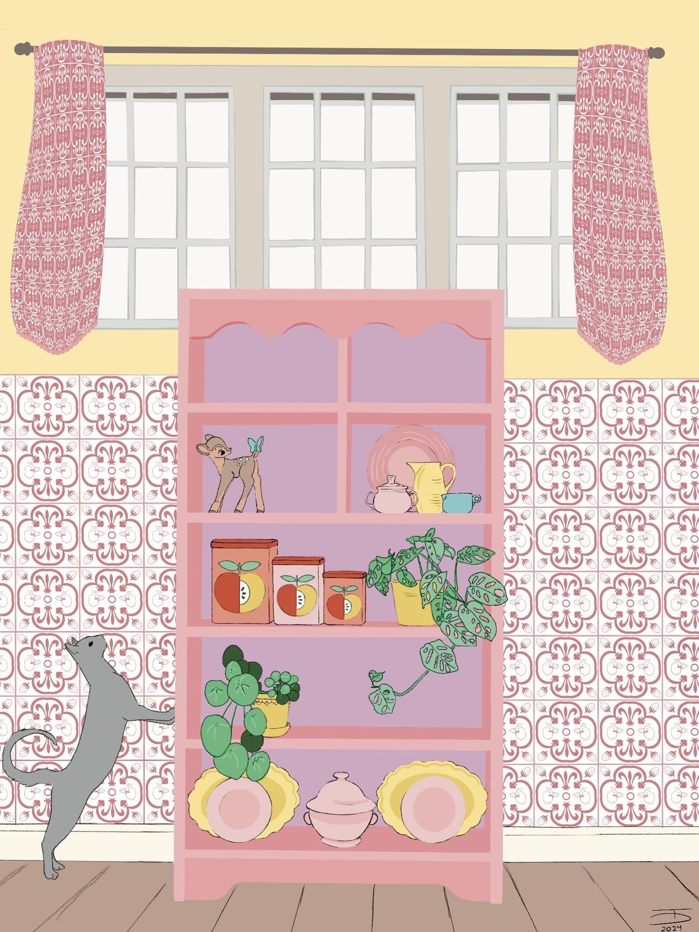 Vintage room with tile pattern - student project