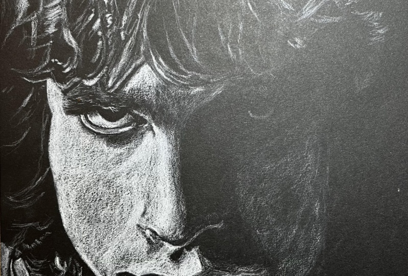 White charcoal portrait Jim Morrison