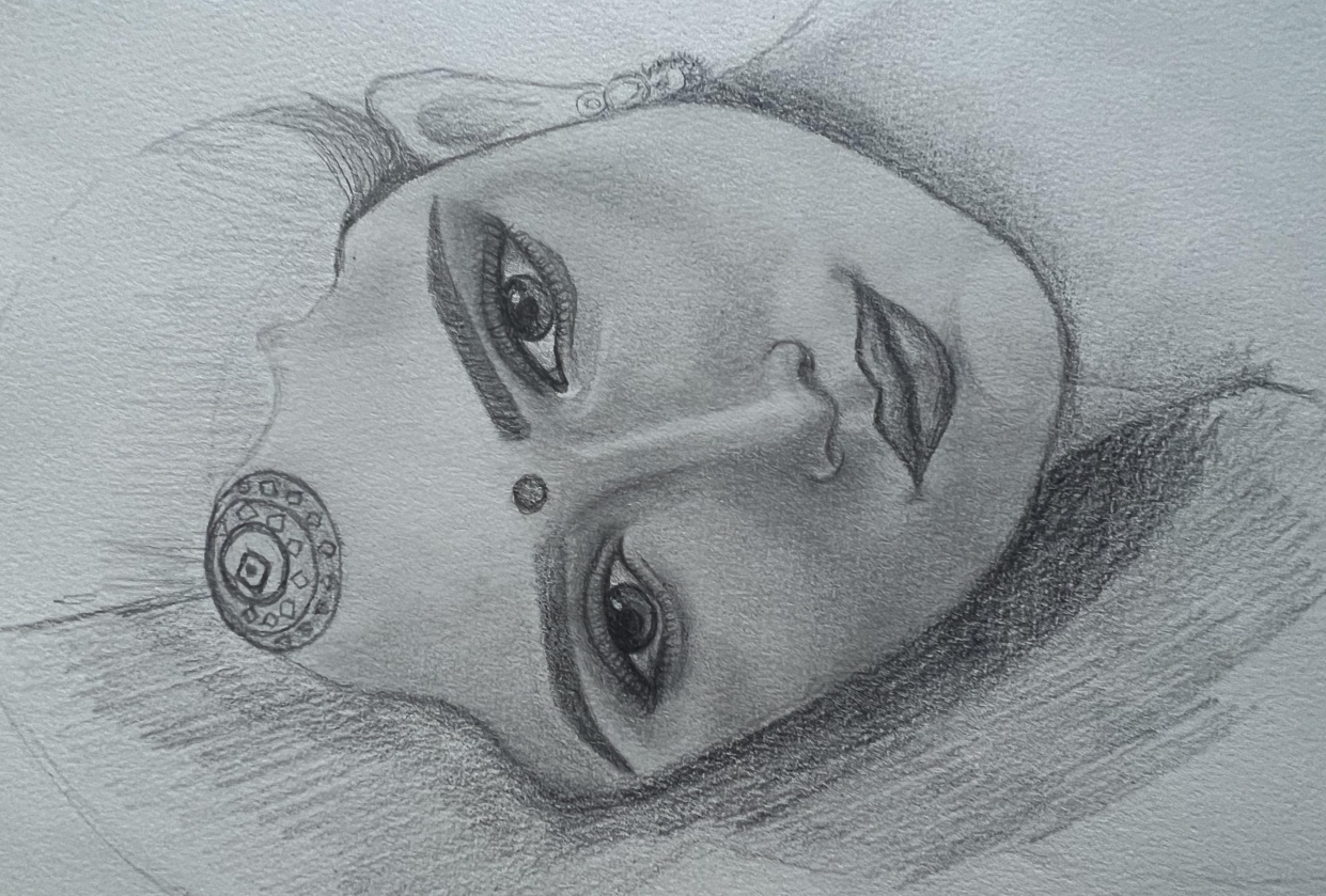 Many mistakes but for first time ever drawing portrait - student project