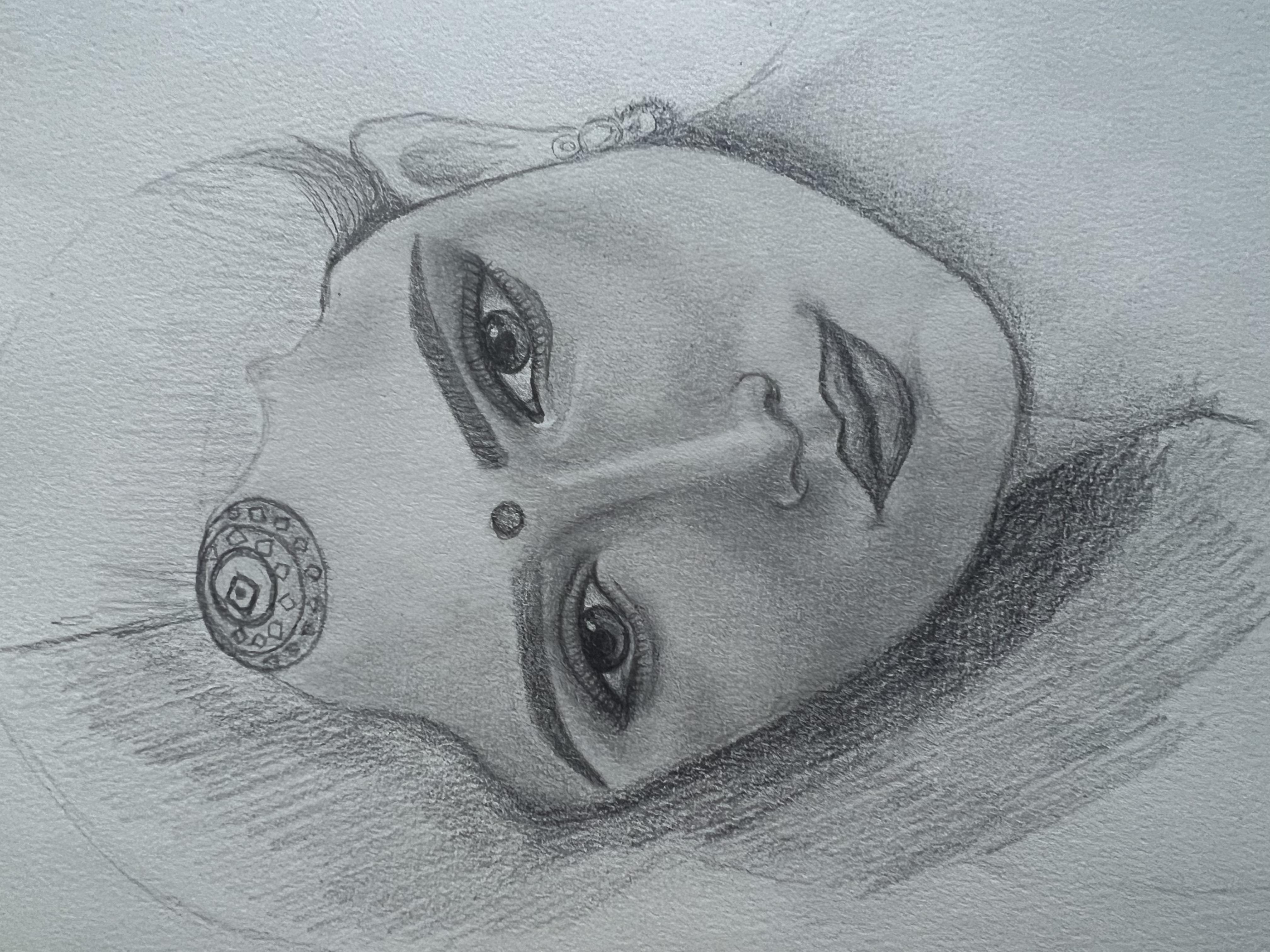 Many mistakes but for first time ever drawing portrait - student project