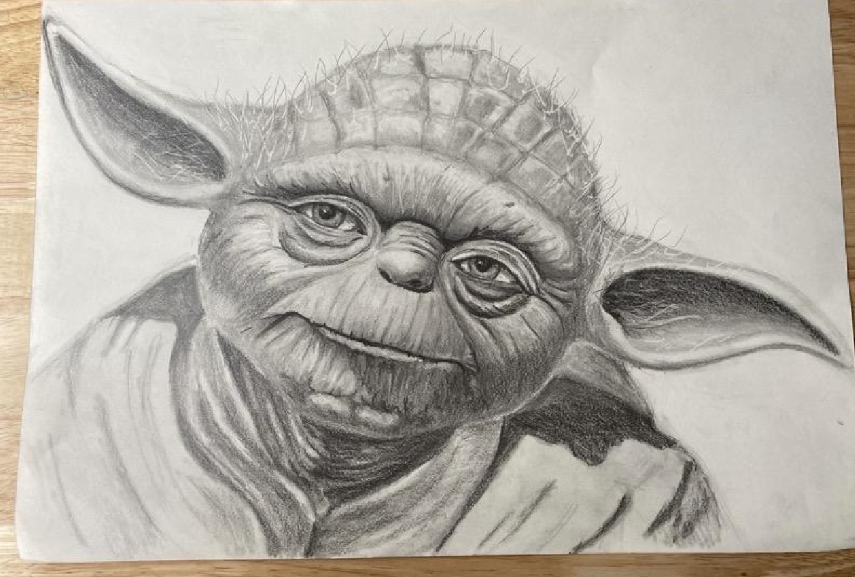 Yoda pencil drawing - student project