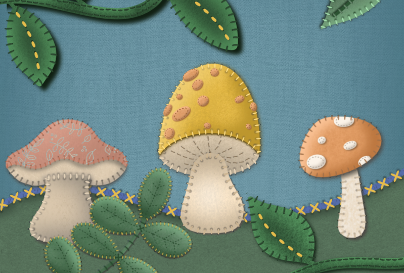 Felt Applique Mushrooms