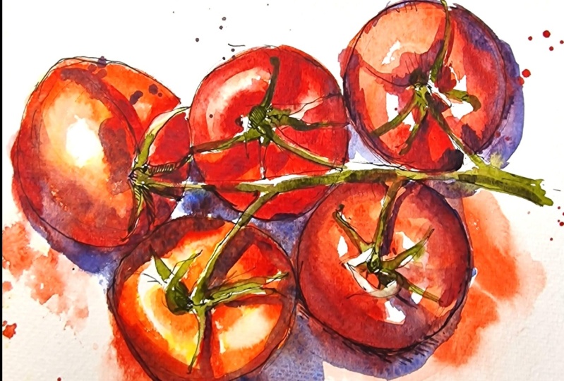 Sketching Fruits and Veggies using Watercolour and Pen