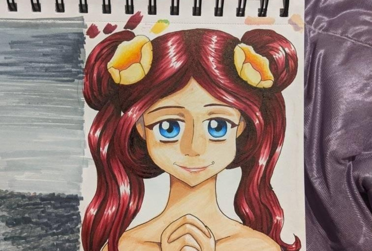 Girl with red hair - student project