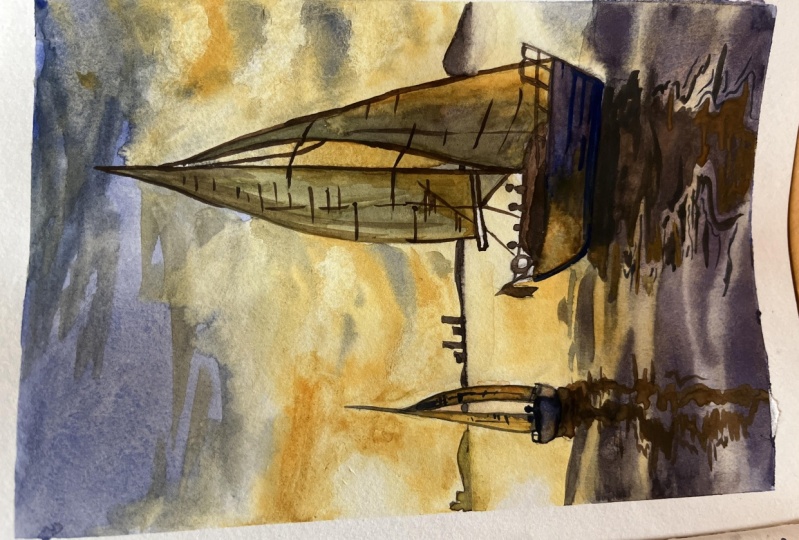 Sailboats at sunset
