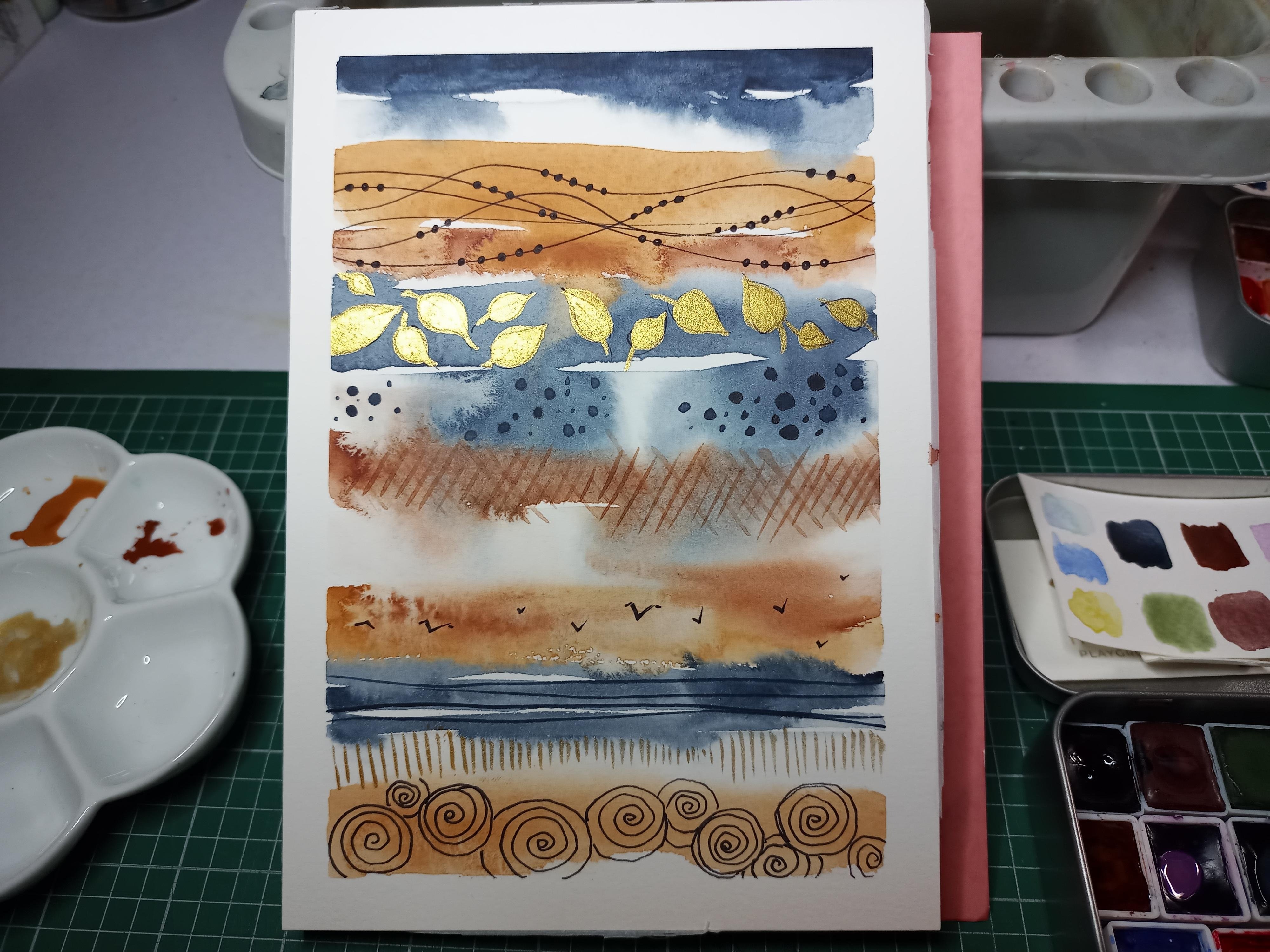 Watercolour stripe sampler - student project