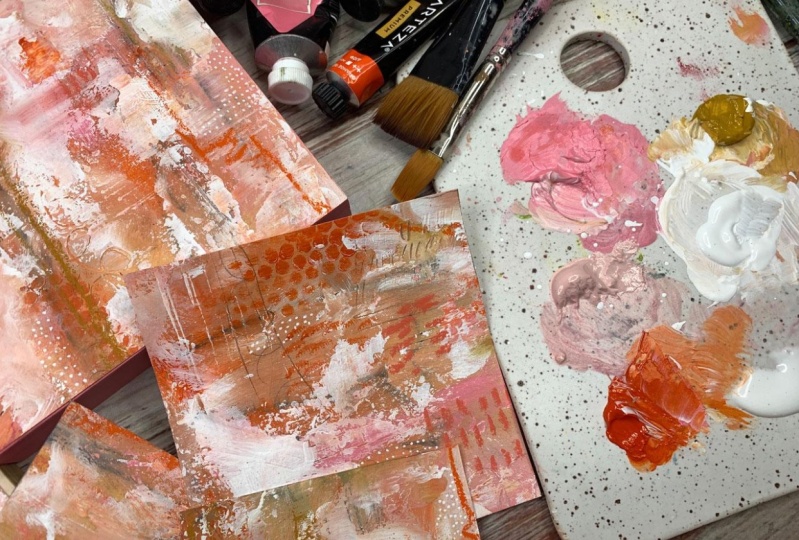 Abstract Painting Adventures - Limited Color Palette - Orange, Yellow, and Pink