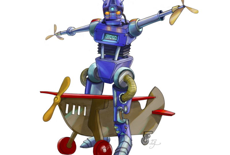 Robot character design and colouring