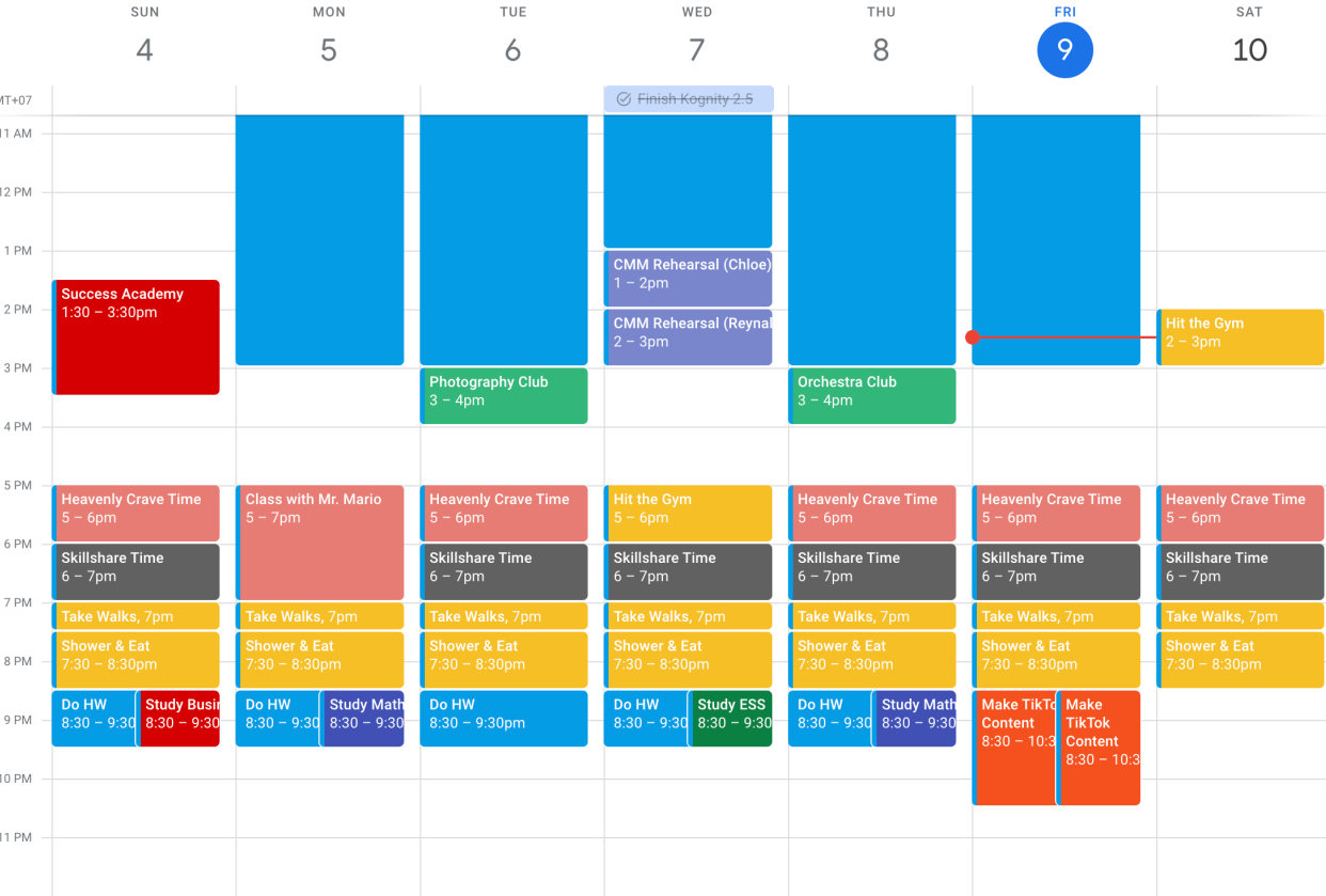 Weekly Calendar Routine - student project