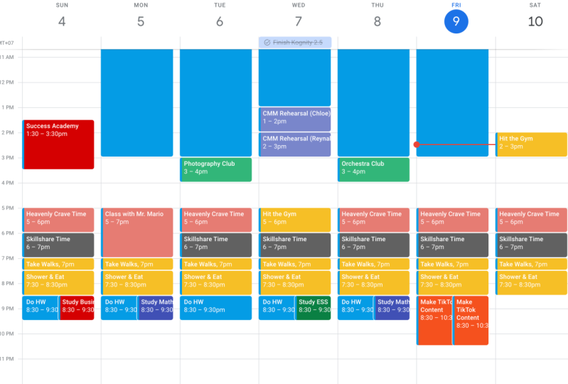 Weekly Calendar Routine
