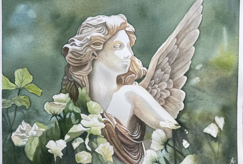 Angel statue in garden