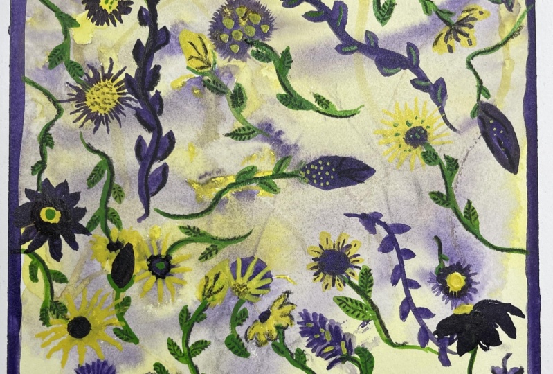Charcoal & Watercolor Floral Pattern