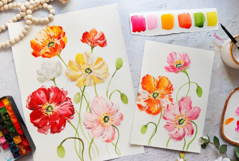 Watercolor Icelandic Poppies