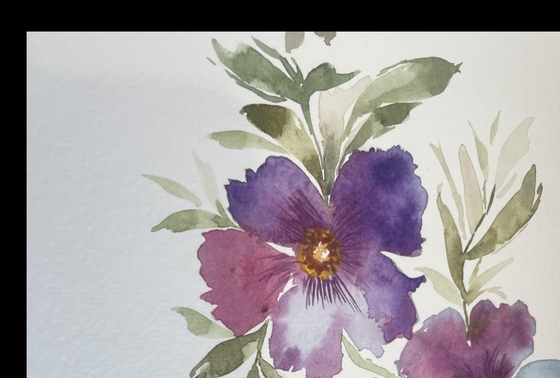 Watercolour flowers in loose style