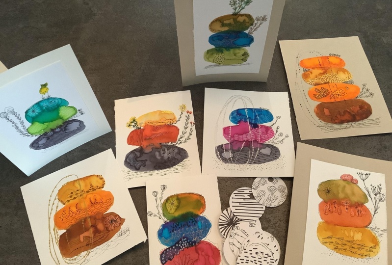 Rolling Stones - a whimsical mixed media workshop