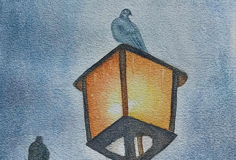 Glowing lights with watercolor