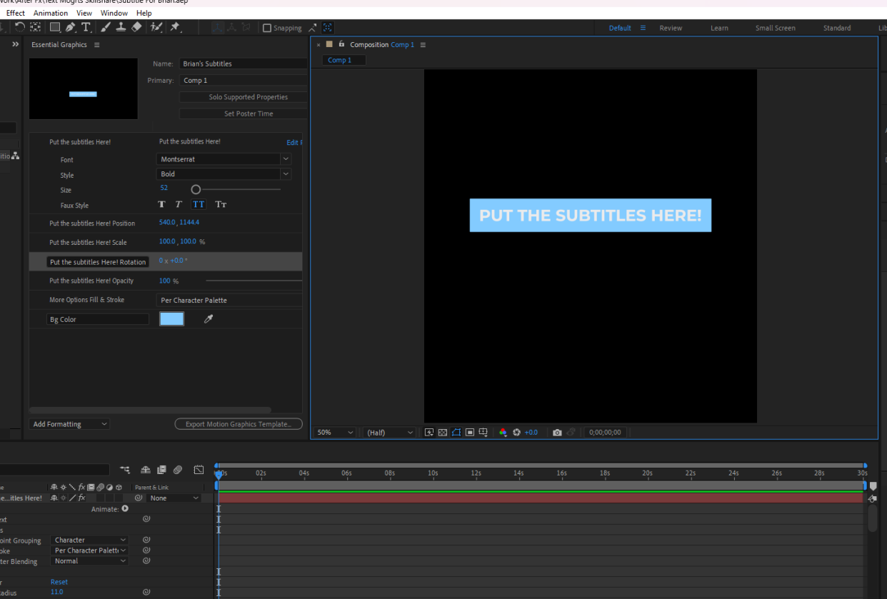Subtitle MOGRT creation - student project