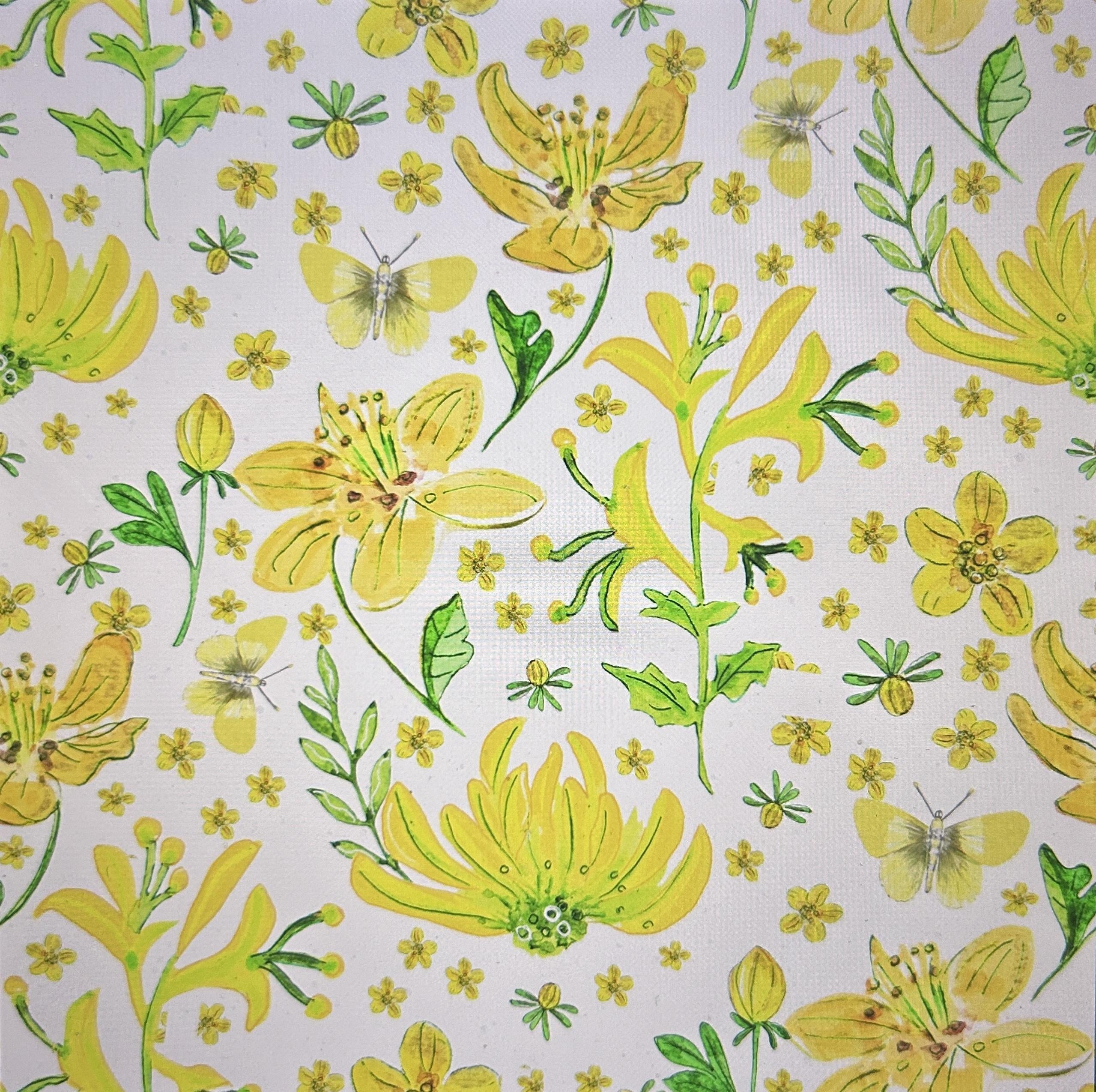 Yellow buttercup flower garden - student project