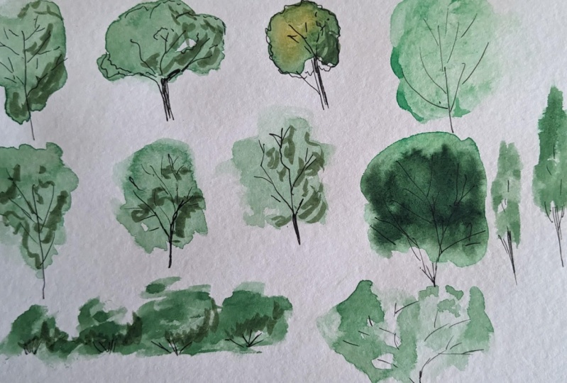 Watercolor trees