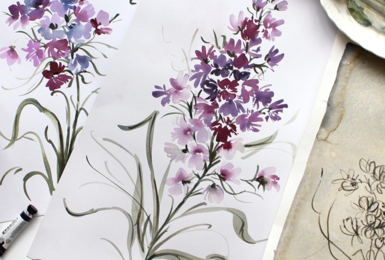 Watercolor Snapdragon - student project