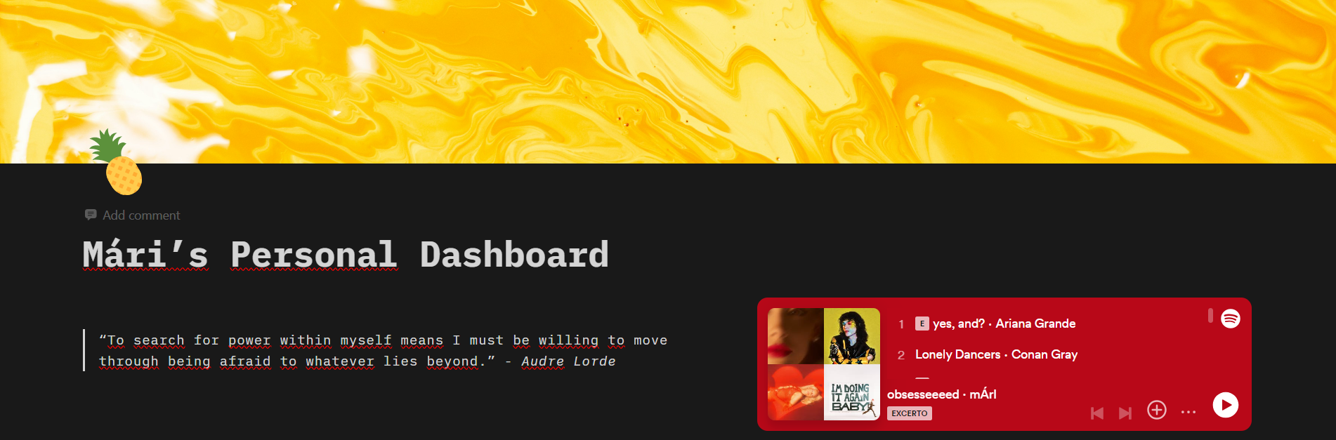 Mári’s Personal Dashboard