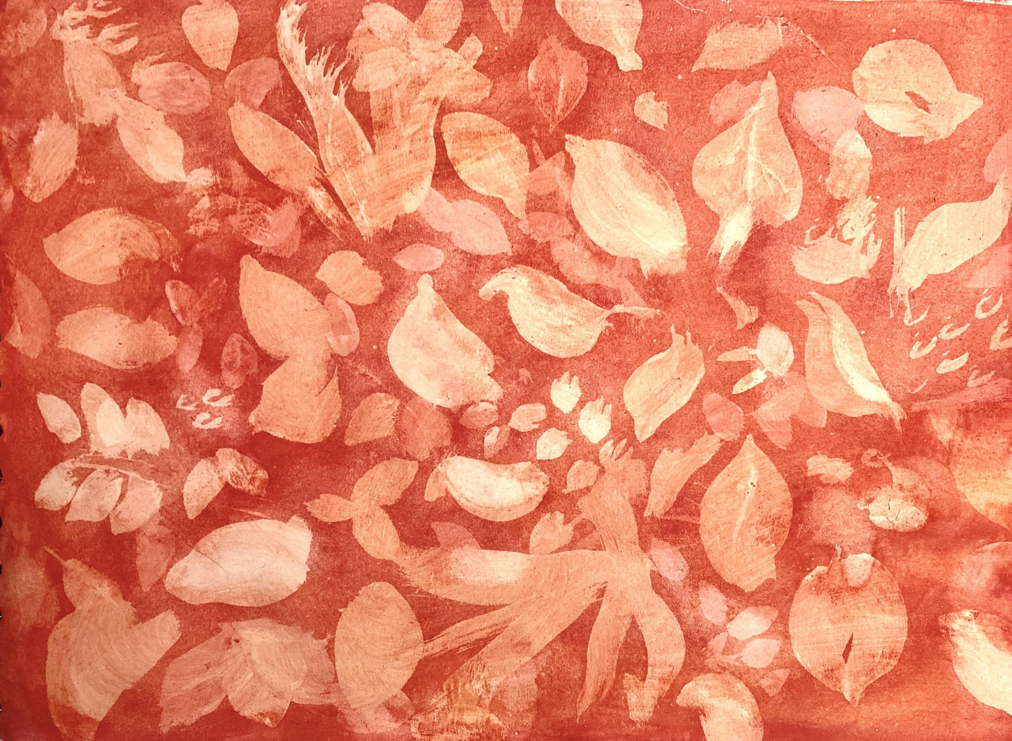 Using gel medium and watercolour - student project