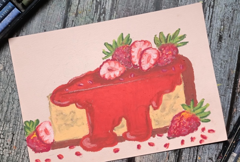Oil Pastel Cakes and Slices With Jam