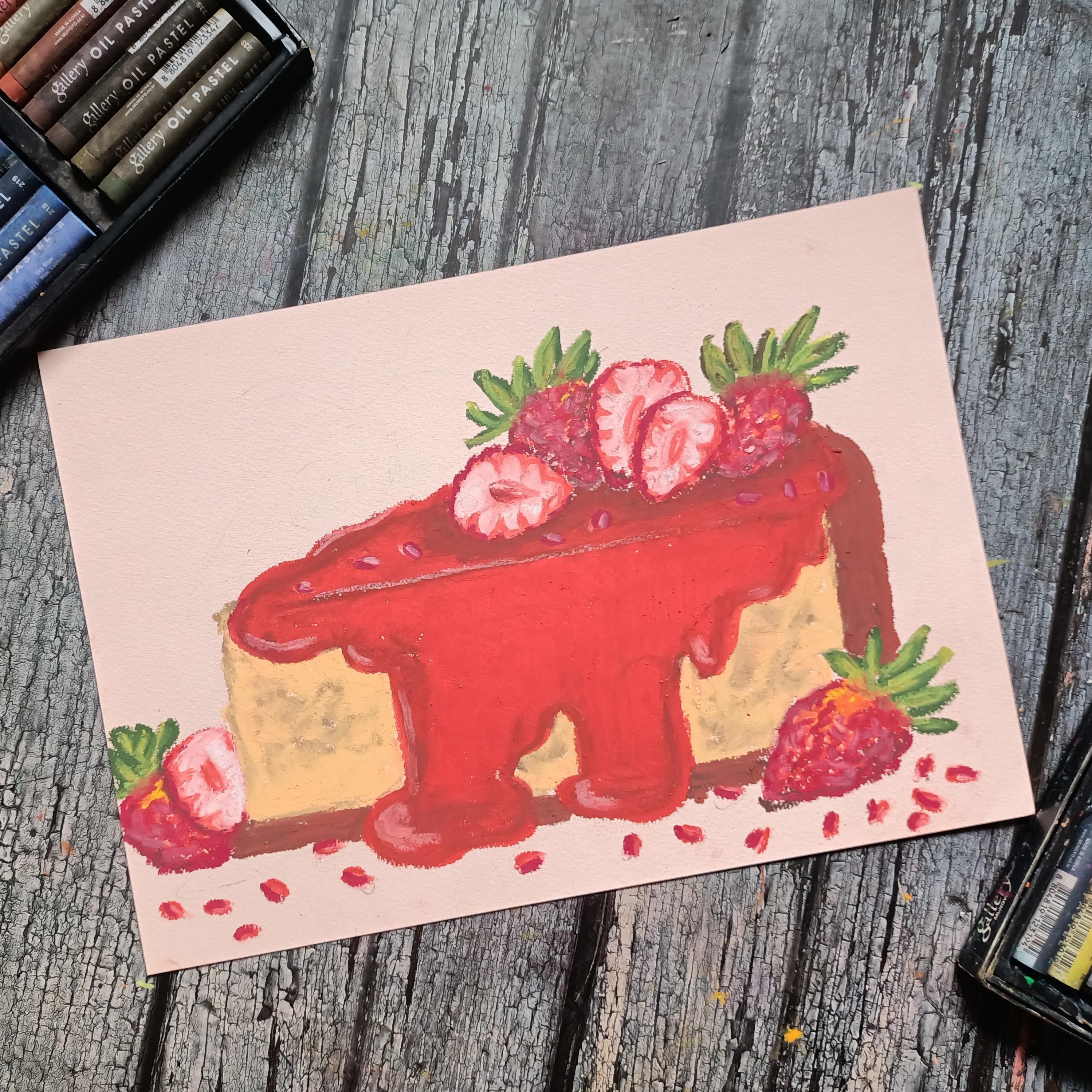 Oil Pastel Cakes and Slices With Jam - student project