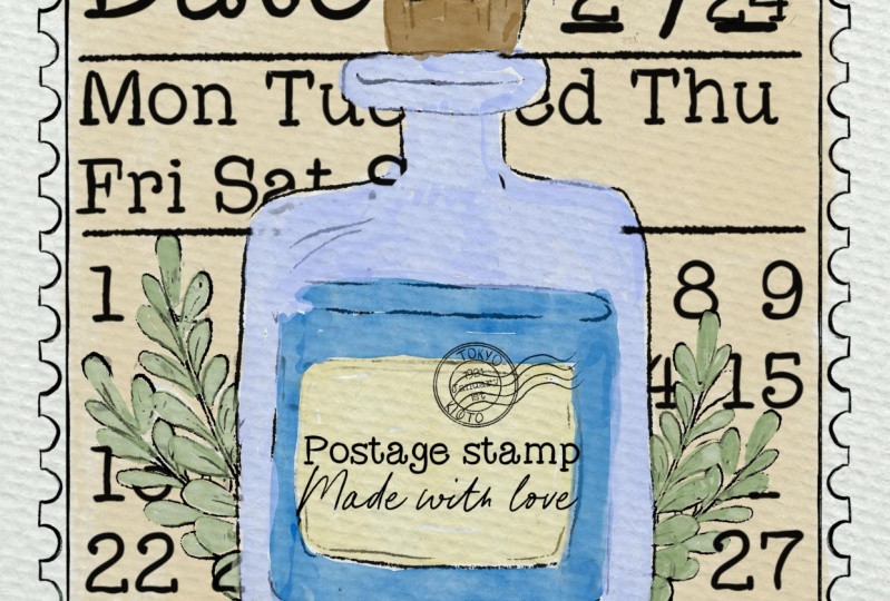 'Watercolour postage stamp in procreate with Inga Yoon
