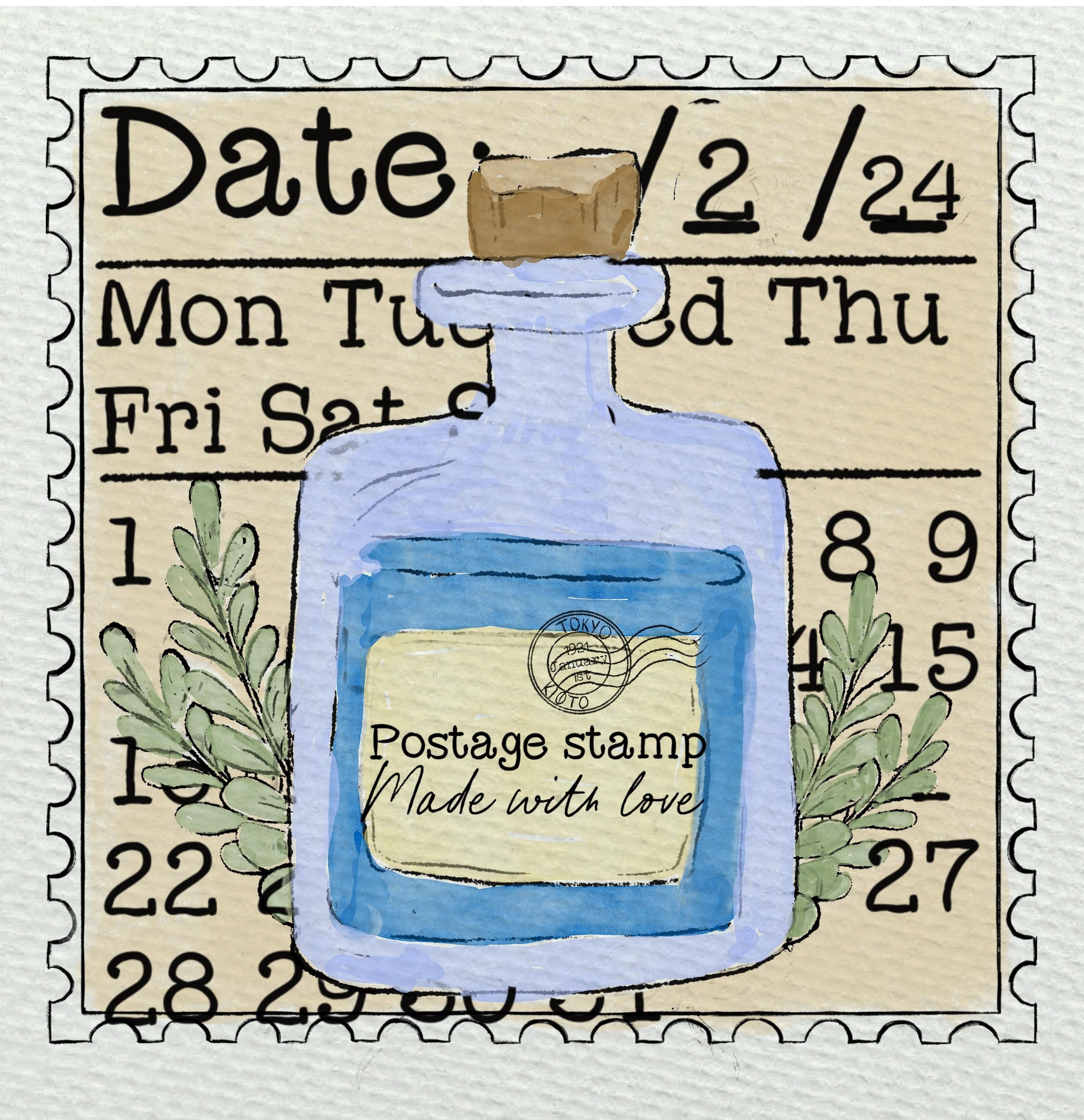 'Watercolour postage stamp in procreate with Inga Yoon - student project