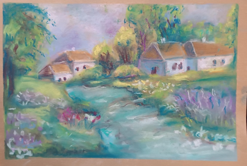 Pastell Kreiden Dörfchen