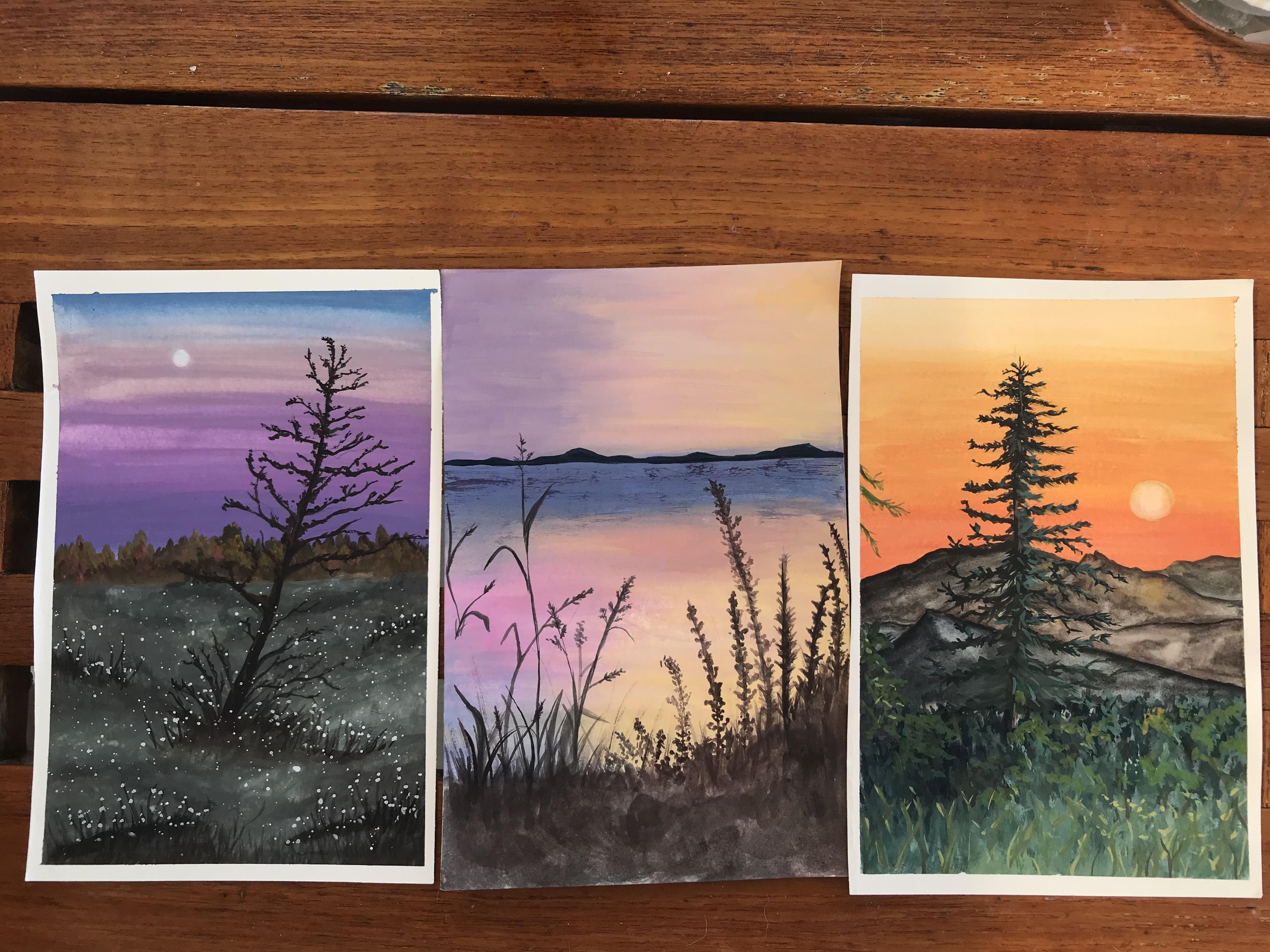 Gouache landscapes - student project