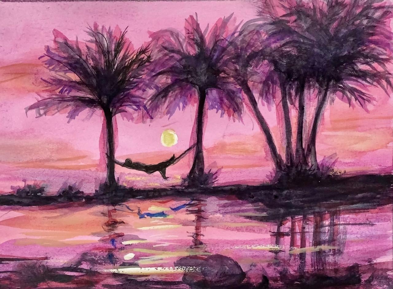 Night scenes - gouach (and watercolor) - student project
