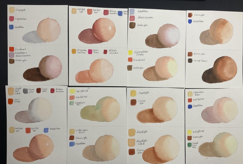 Rezepte für Aquarell-Hauttöne: Farbmischung mit einer begrenzten Palette