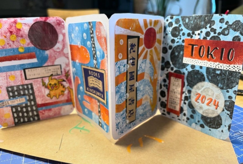 Collage on arcordeon book