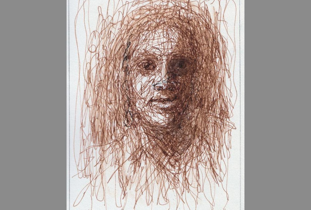 Scribble portrait pen and ink - student project