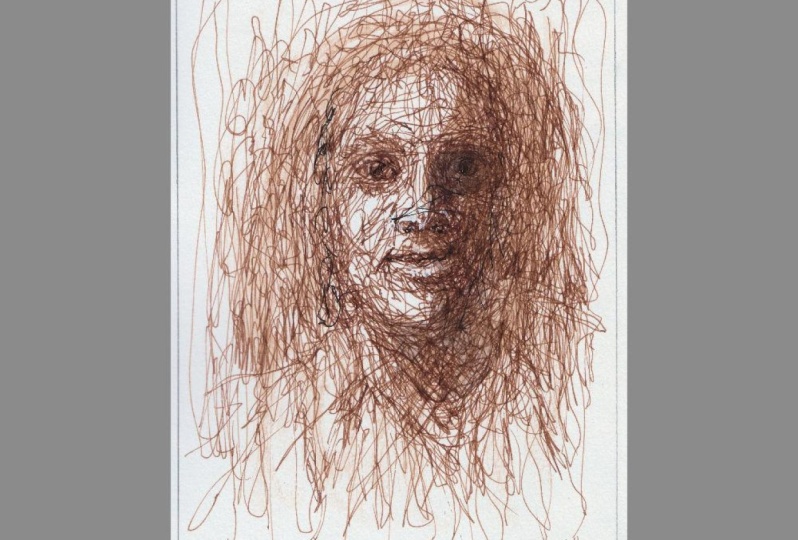 Scribble portrait pen and ink