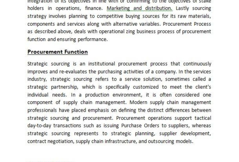 Sourcing and procurement