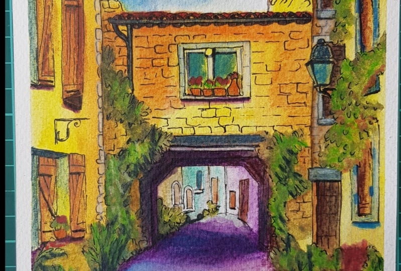 Julia Henze Provence Urban Sketch - Miki's Project with Inktense Blocks