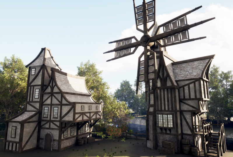 Medieval Windmill Scene