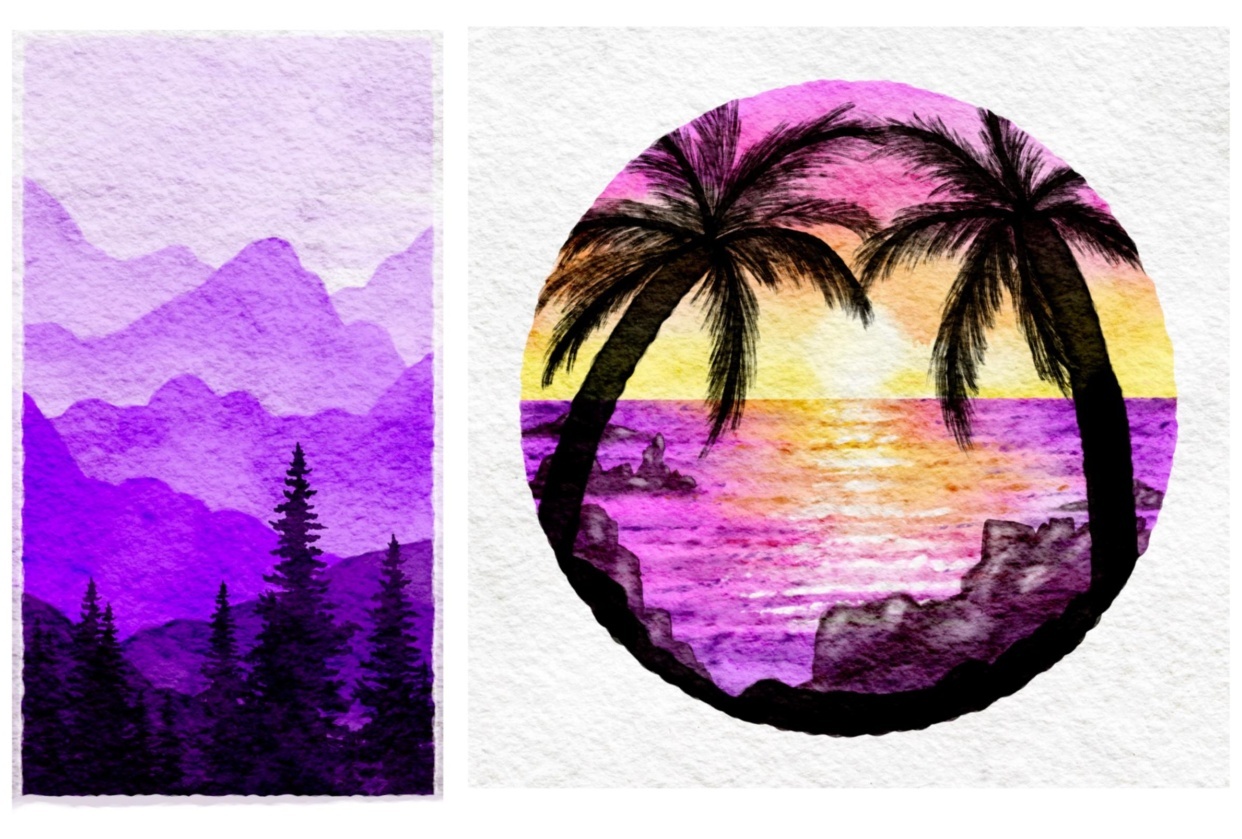 Digital Watercolor Landscapes - student project