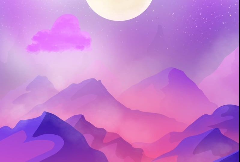a moon above the mountains