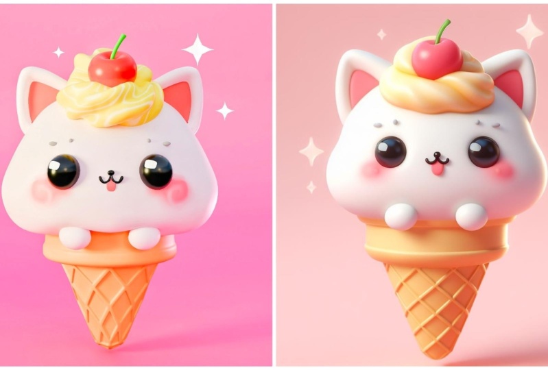Kawaii cat ice cream cone