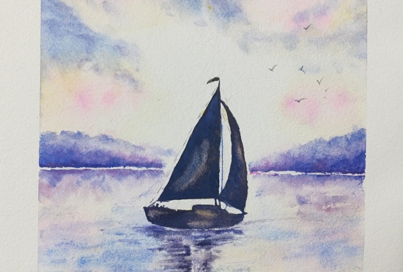 Sailboat sunset watercolor class with Carrie McKenzie