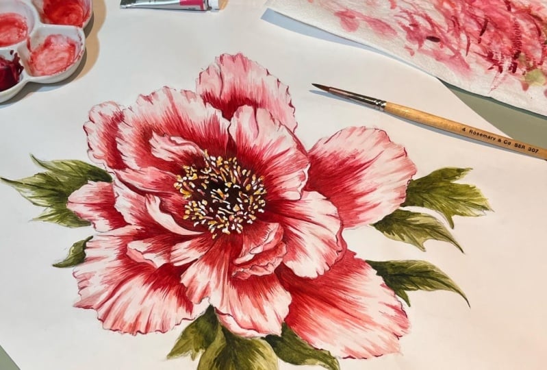 Watercolour Peony