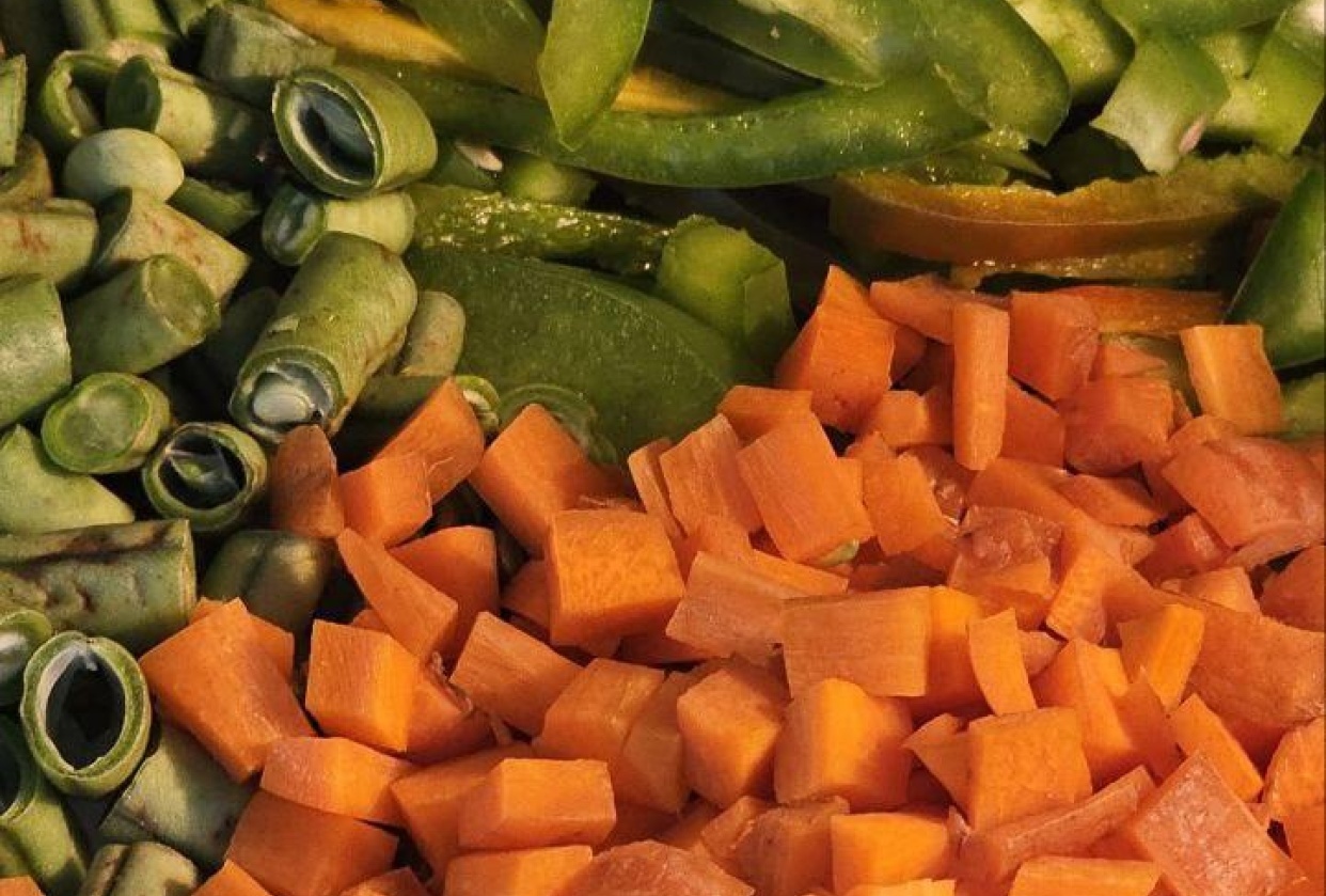 Different vegetables cut - student project