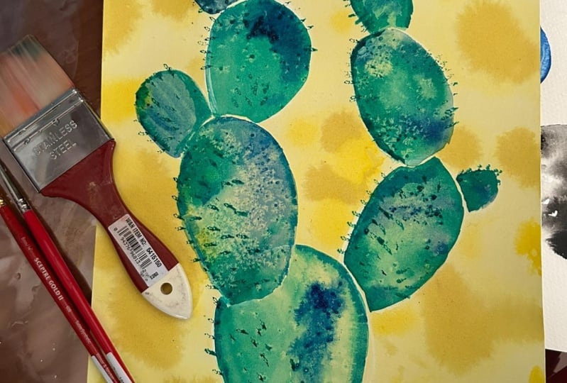 Liquid Watercolor Cactus follow along
