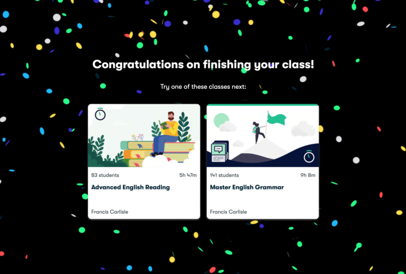 I finished the class. Thank you